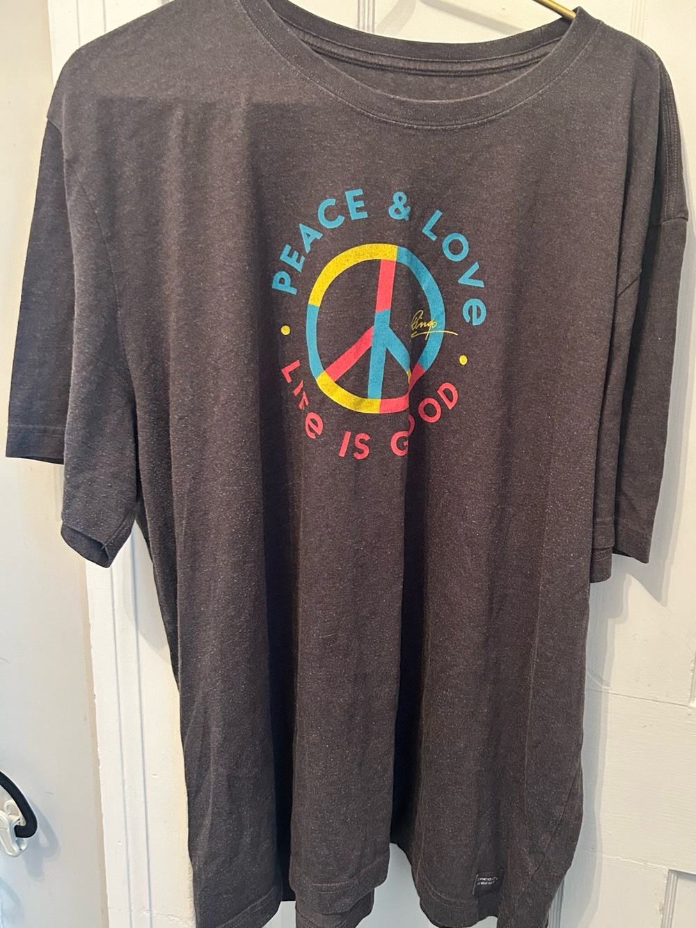 Life Is Good Black Kids' Peace & Love Graphic Tee with Multicolor Print